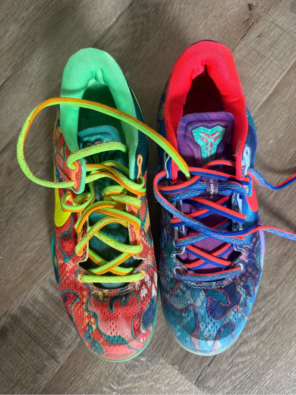 New Kobe 8 Mamba Multicolor Left Green/Yellow & Right Blue/Red